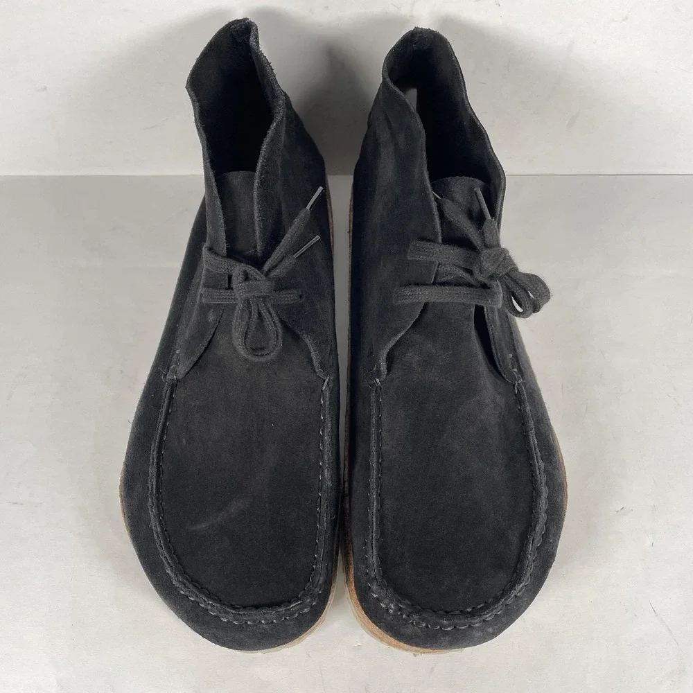Birkenstock Maidan Chukka Boots Mens Size 12 Black Suede Moc Toe Cork Shoes
